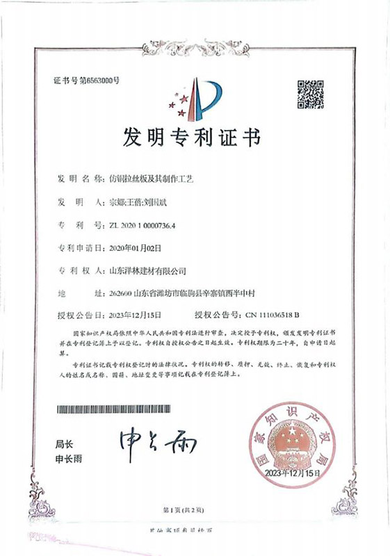 Invention Patent Certificate